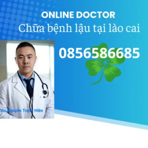 Bức ảnh thể hiện quy trình tư vấn điều trị bệnh lậu kín đáo tại phòng khám của bác sĩ Nguyễn Trọng Hiền ở Lào Cai. Bệnh nhân được hướng dẫn chi tiết, hỗ trợ 24/7 qua Zalo, giao thuốc tận nơi, đảm bảo bảo mật tuyệt đối.